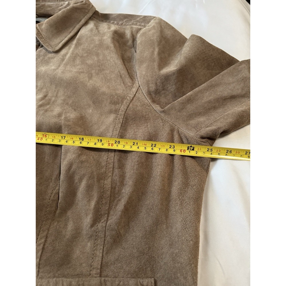 Vintage Liz Claiborne Women's 3X Leather Suede Jacket Tan Full Zip Lined Pockets - Picture 5 of 12